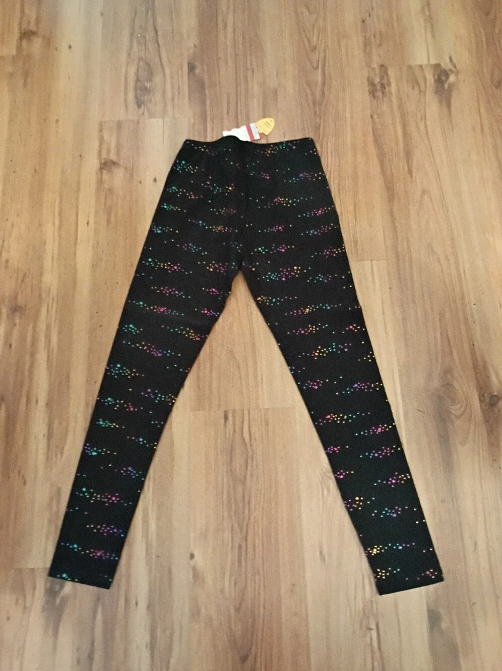Cat & Jack Black Leggings with Multicolor Dot Sparkle